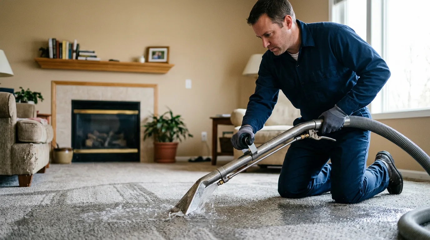 Water damage restoration technician working near Layland, WV